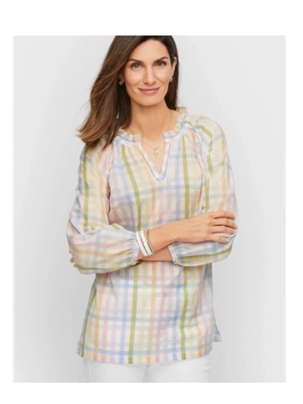 Talbots Light Weight Pink Plaid Tunic Size 1X